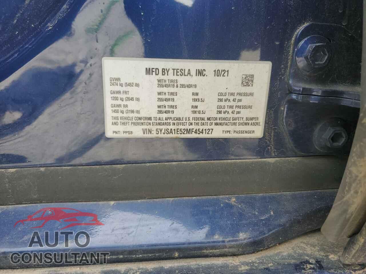 TESLA MODEL S 2021 - 5YJSA1E52MF454127