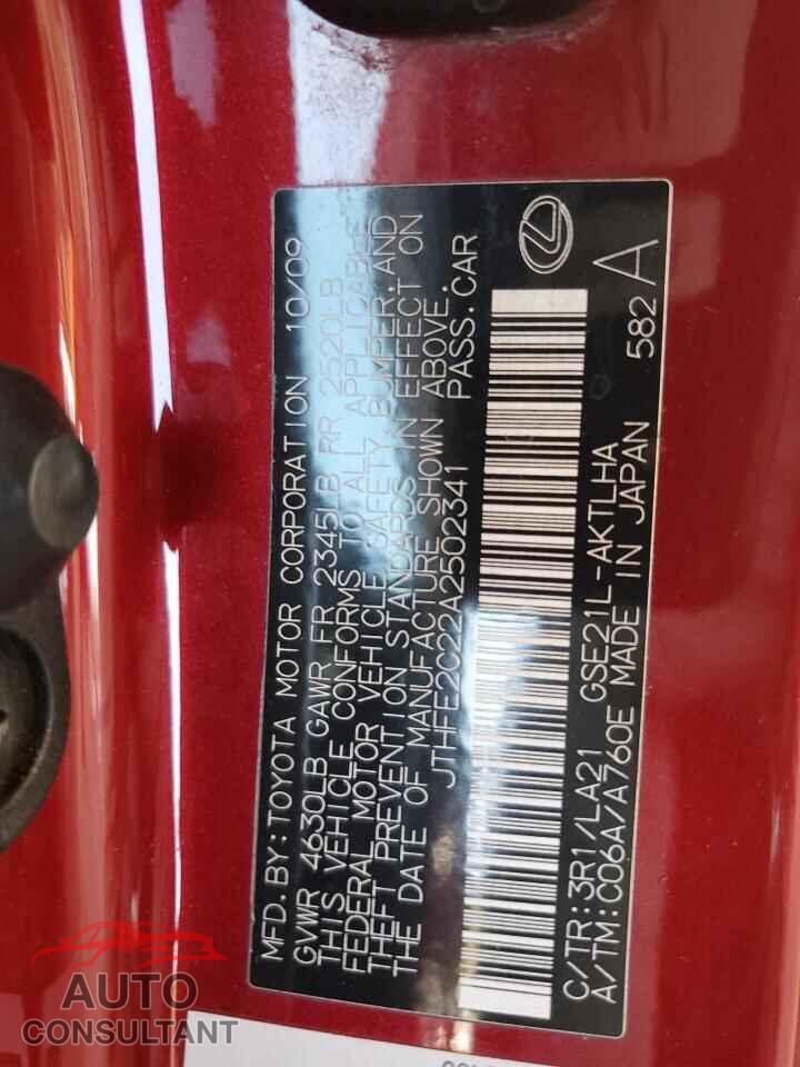LEXUS IS 2010 - JTHFE2C22A2502341