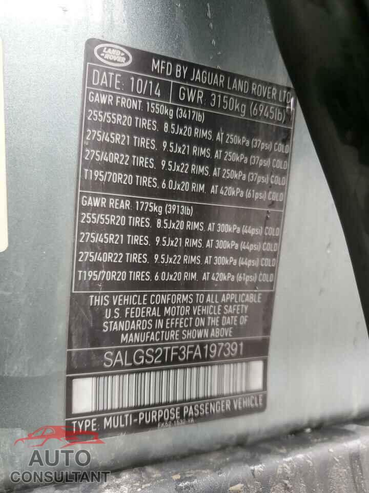 LAND ROVER RANGEROVER 2015 - SALGS2TF3FA197391