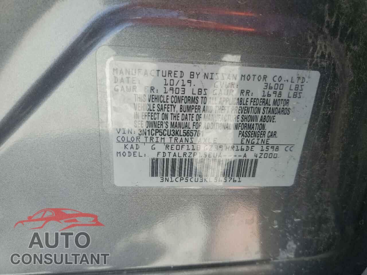 NISSAN KICKS 2019 - 3N1CP5CU3KL565761