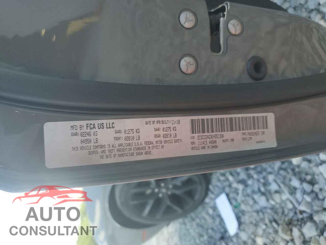 DODGE CHALLENGER 2019 - 2C3CDZAG3KH551334