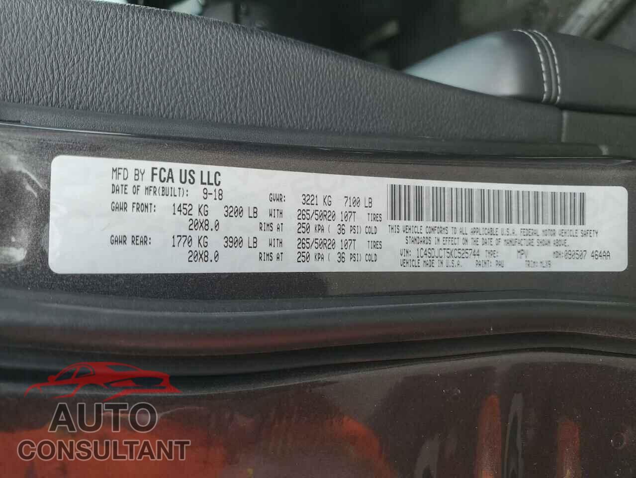 DODGE DURANGO 2019 - 1C4SDJCT5KC525744