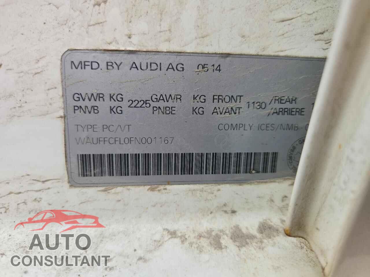 AUDI A4 2015 - WAUFFCFL0FN001167