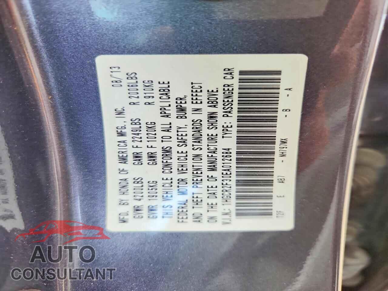 HONDA ACCORD 2014 - 1HGCR2F30EA012684
