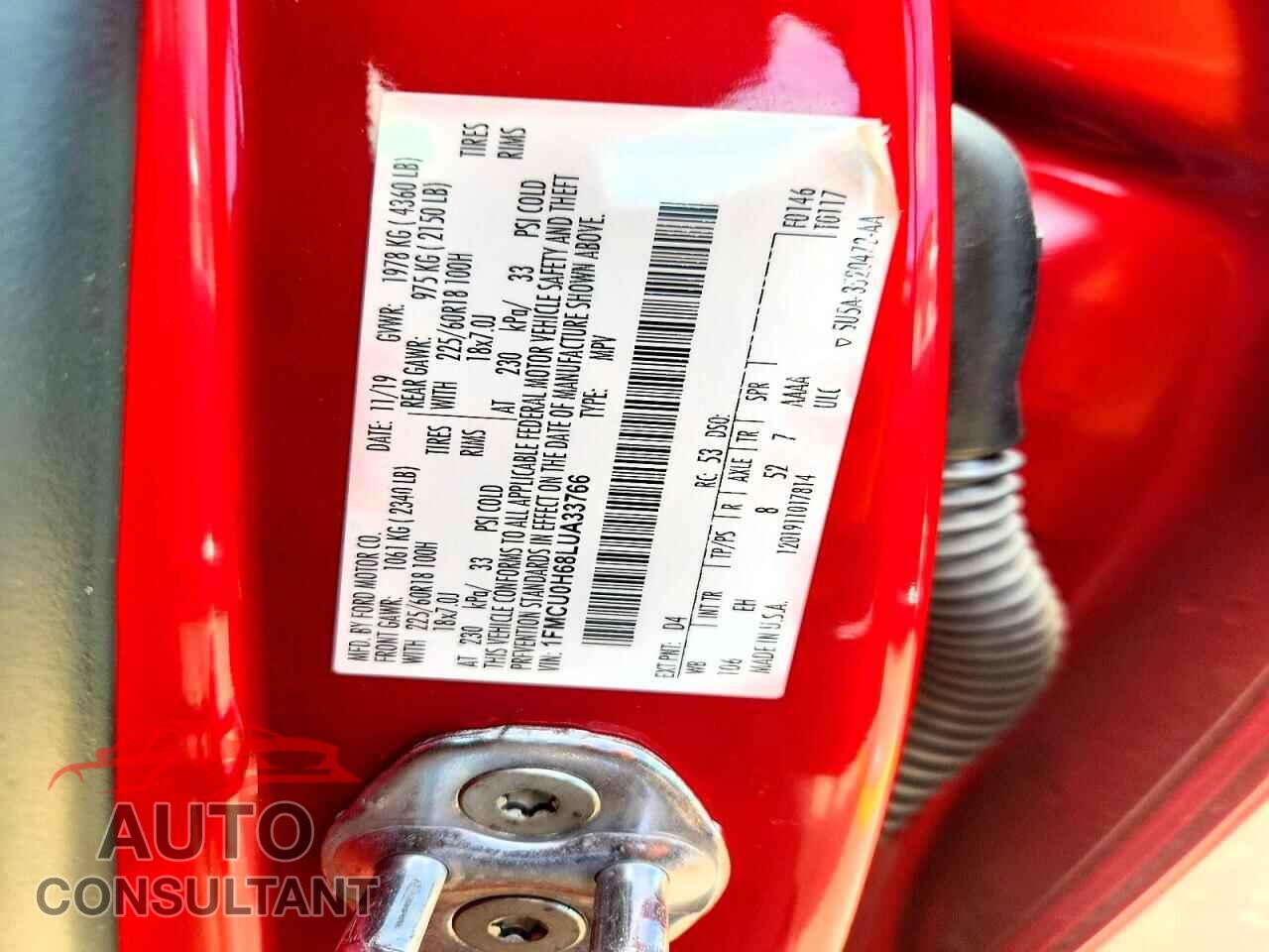 FORD ESCAPE 2020 - 1FMCU0H68LUA33766