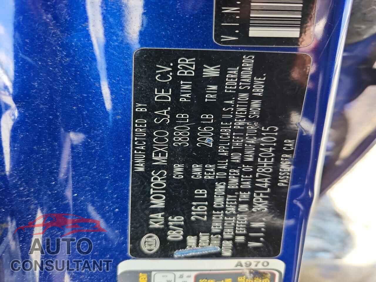 KIA FORTE 2017 - 3KPFL4A78HE041015