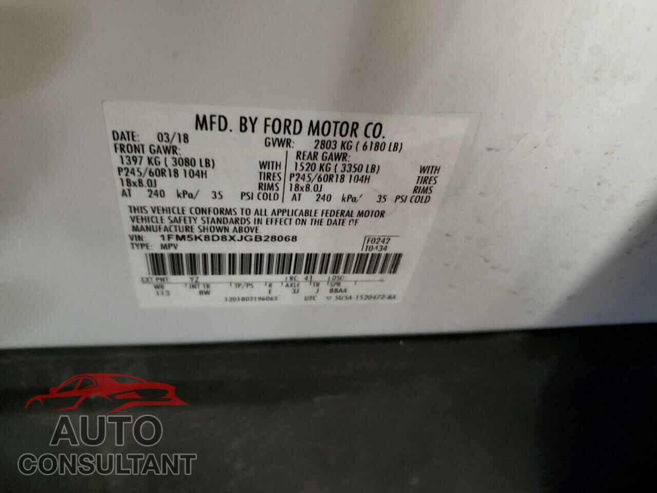FORD EXPLORER 2018 - 1FM5K8D8XJGB28068