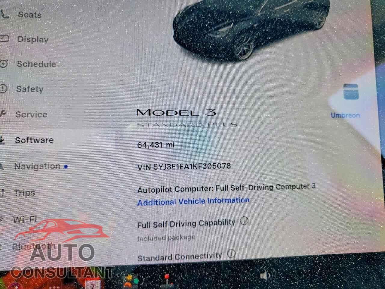 TESLA MODEL 3 2019 - 5YJ3E1EA1KF305078