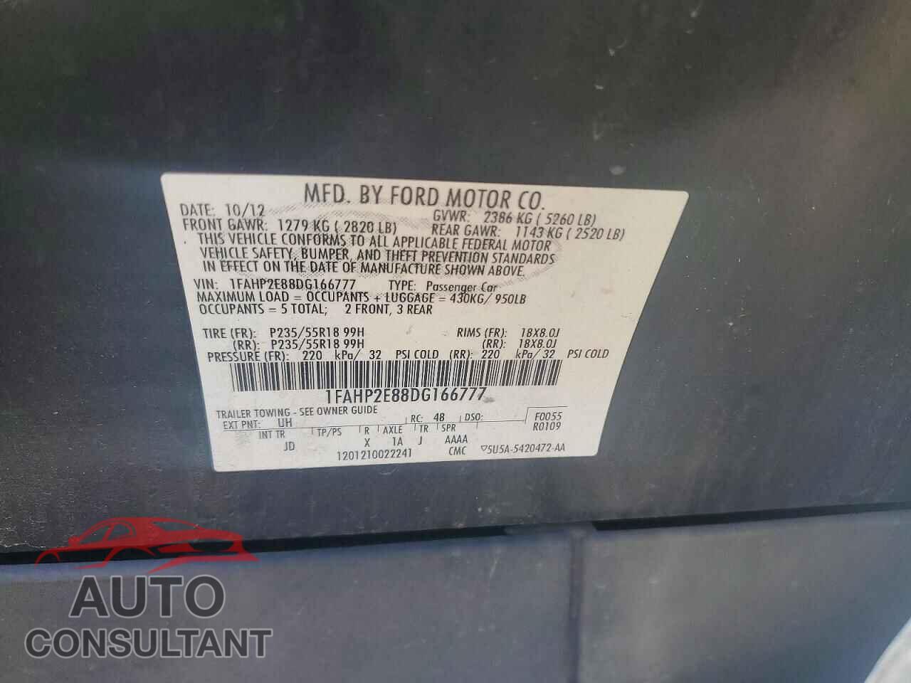 FORD TAURUS 2013 - 1FAHP2E88DG166777