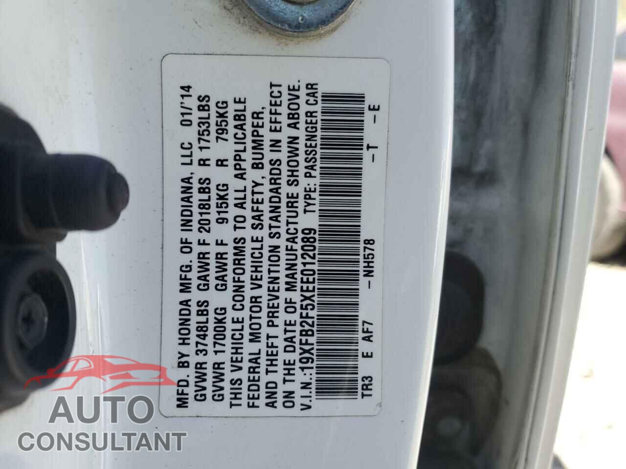HONDA CIVIC 2014 - 19XFB2F5XEE012089