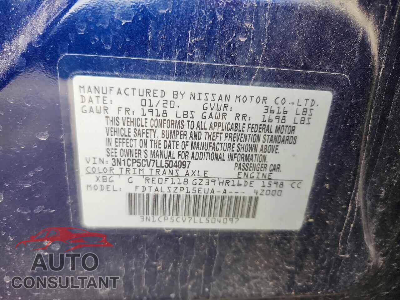 NISSAN KICKS 2020 - 3N1CP5CV7LL504097