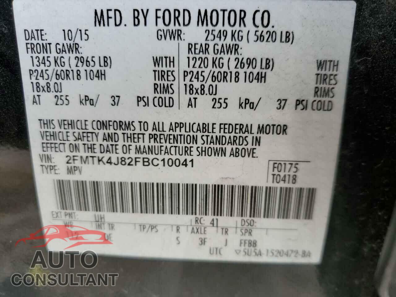 FORD EDGE 2015 - 2FMTK4J82FBC10041