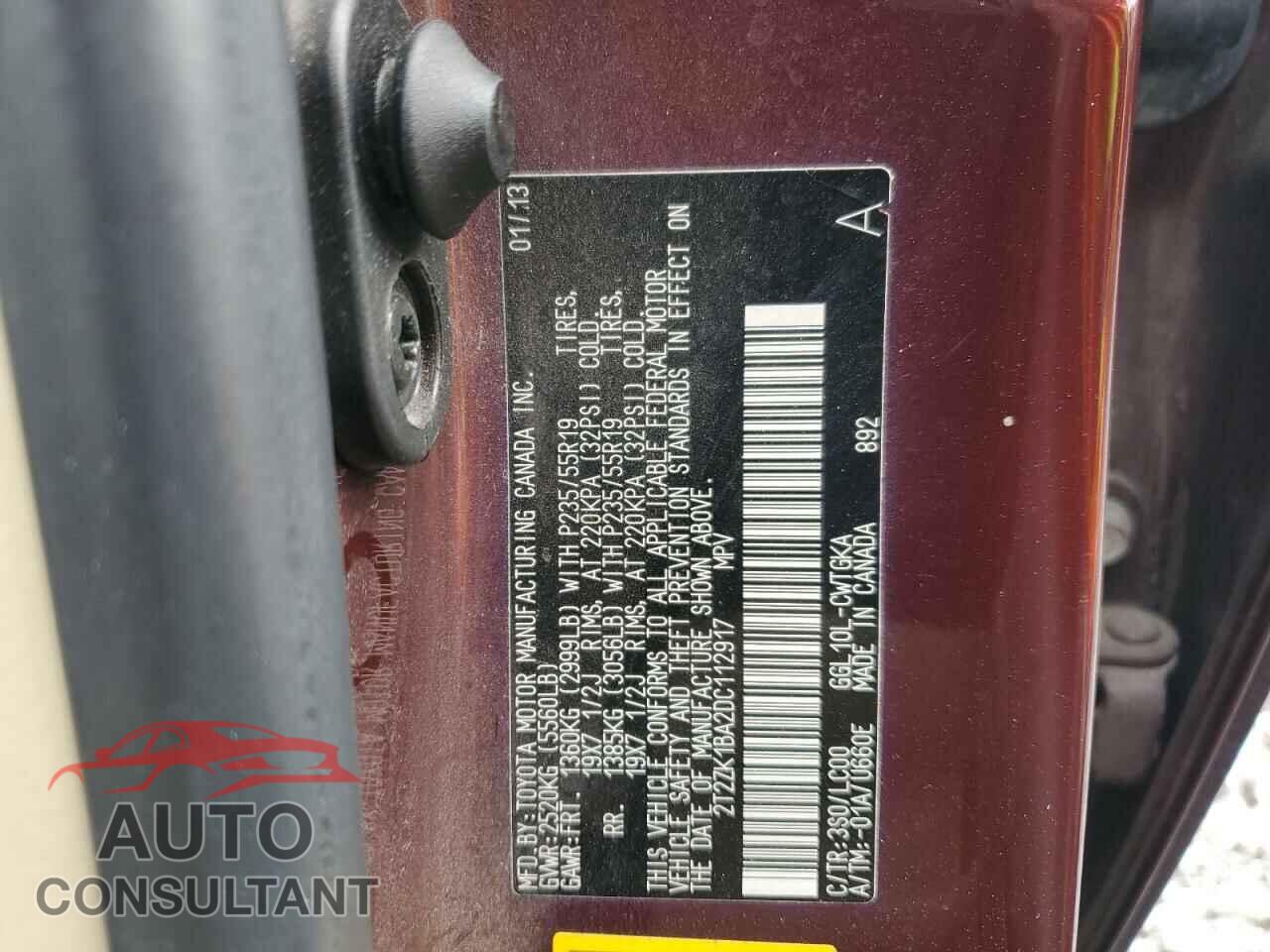 LEXUS RX350 2013 - 2T2ZK1BA2DC112917
