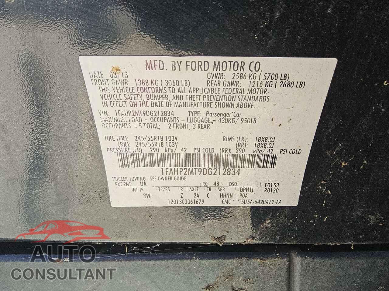 FORD TAURUS 2013 - 1FAHP2MT9DG212834