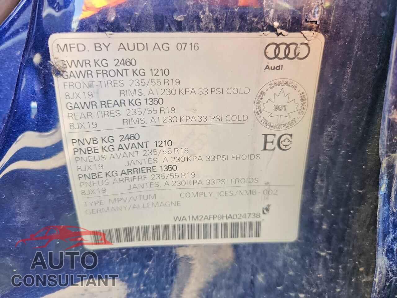 AUDI Q5 2017 - WA1M2AFP9HA024738