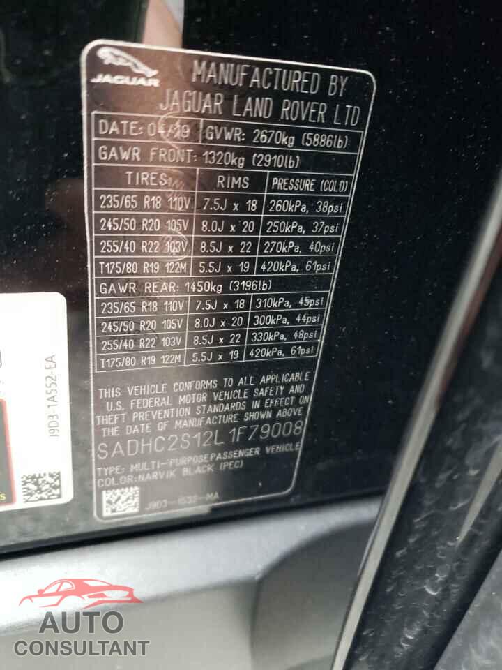 JAGUAR I-PACE 2020 - SADHC2S12L1F79008
