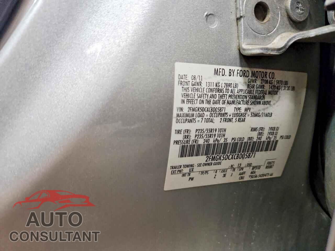 FORD FLEX 2012 - 2FMGK5DCXCBD05871