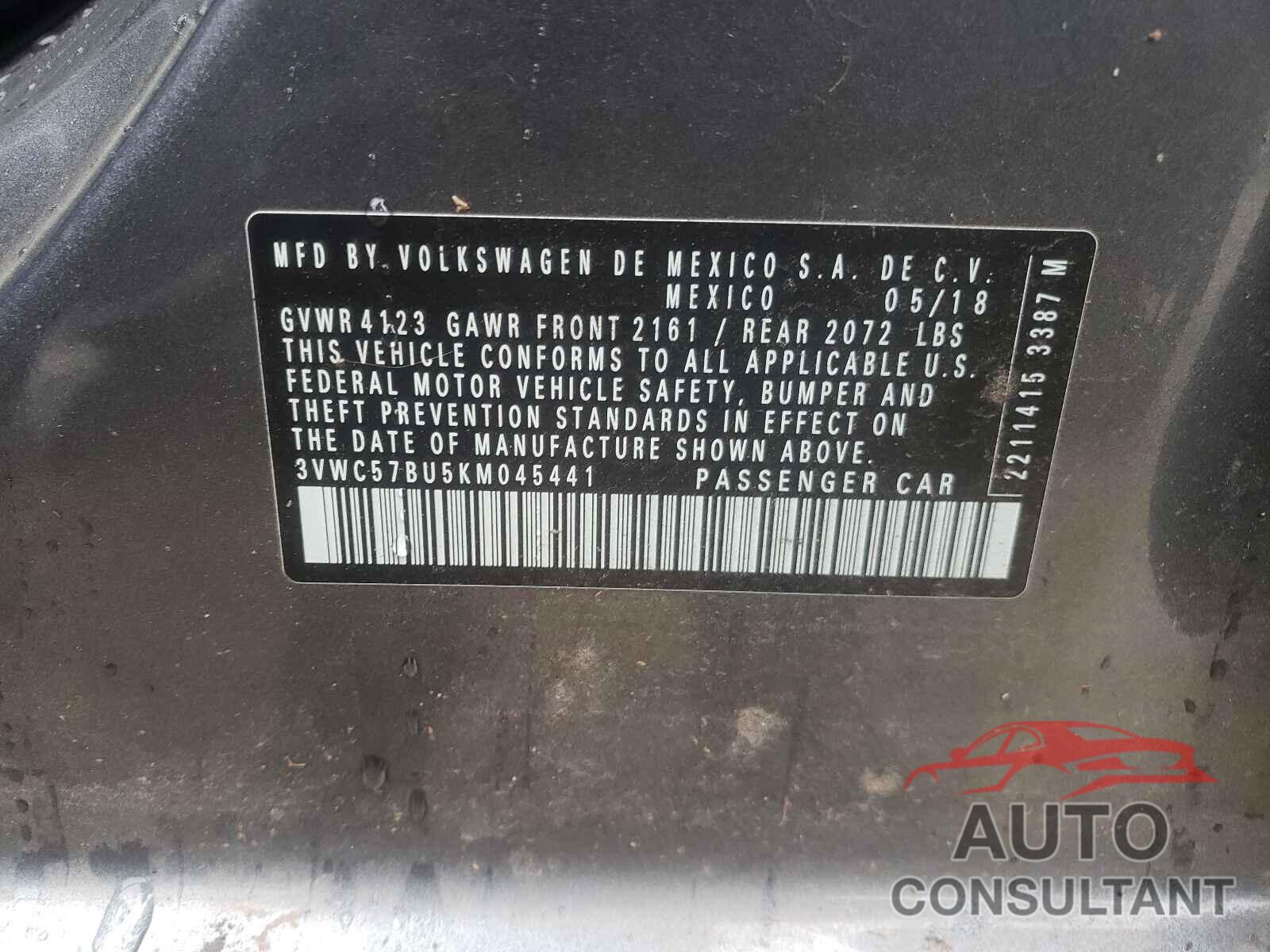 VOLKSWAGEN JETTA 2019 - 3VWC57BU5KM045441
