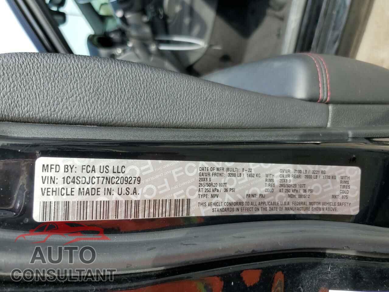 DODGE DURANGO 2022 - 1C4SDJCT7NC209279