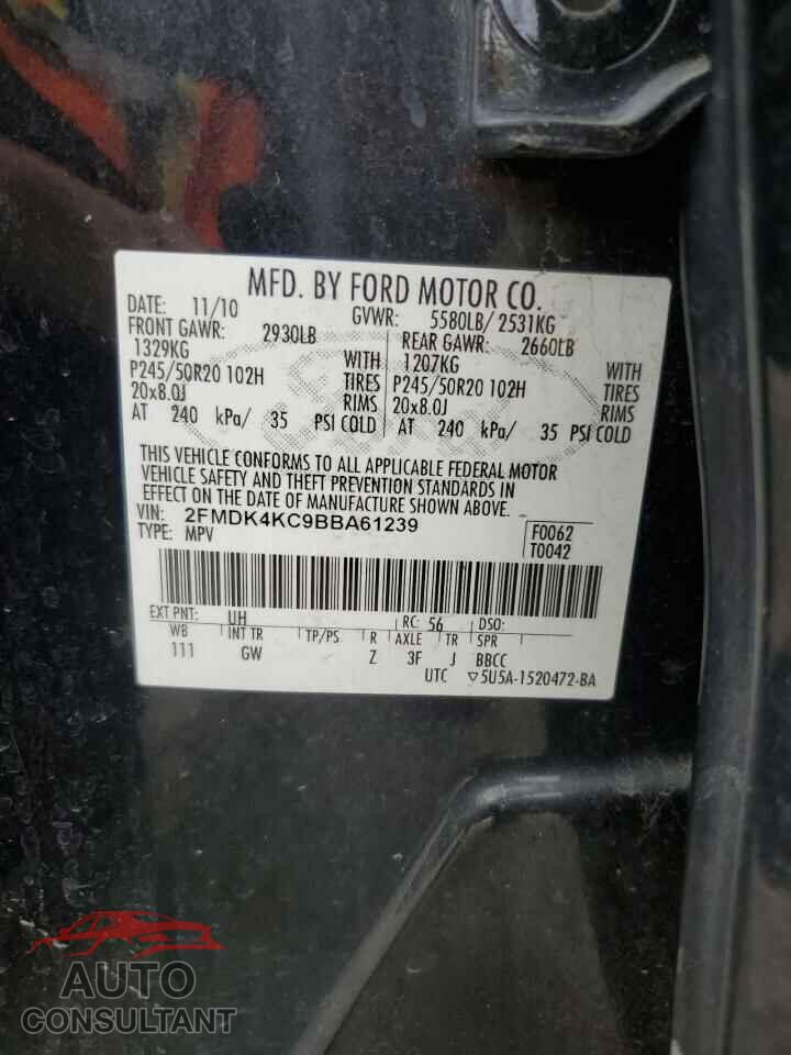 FORD EDGE 2011 - 2FMDK4KC9BBA61239
