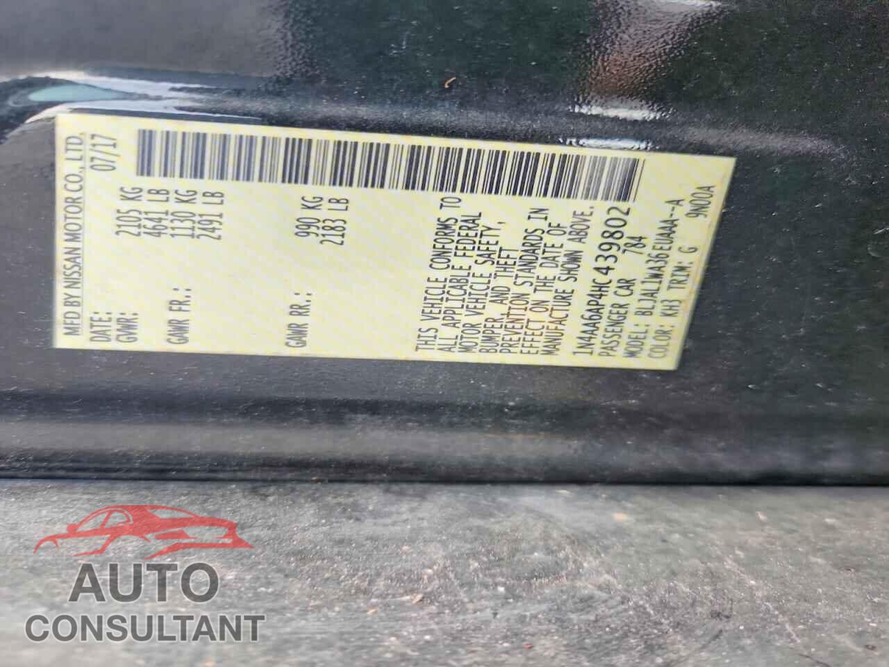 NISSAN MAXIMA 2017 - 1N4AA6AP4HC439802