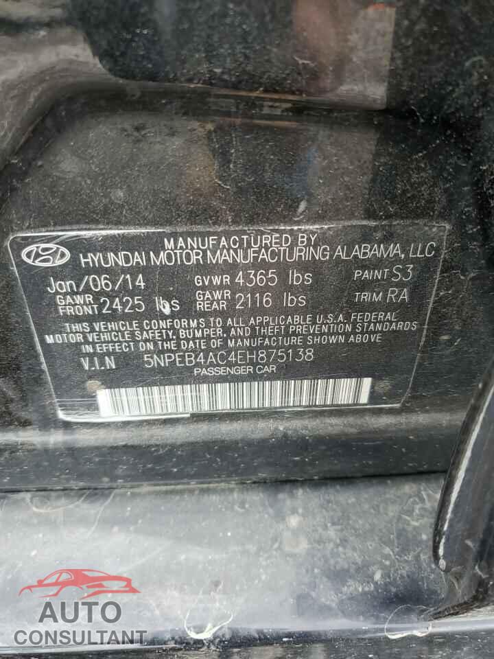 HYUNDAI SONATA 2014 - 5NPEB4AC4EH875138