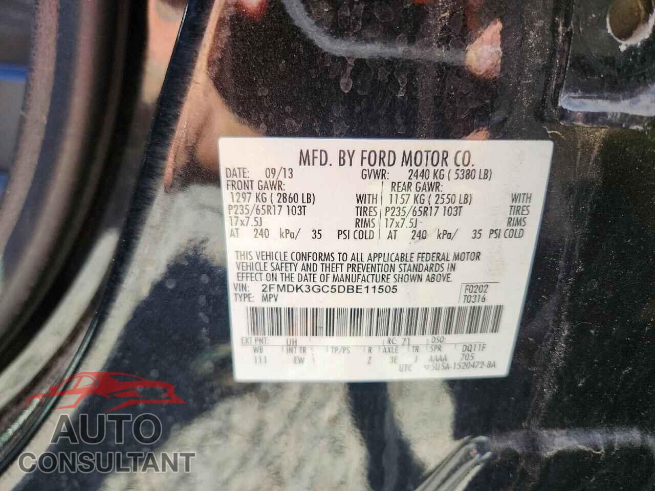 FORD EDGE 2013 - 2FMDK3GC5DBE11505