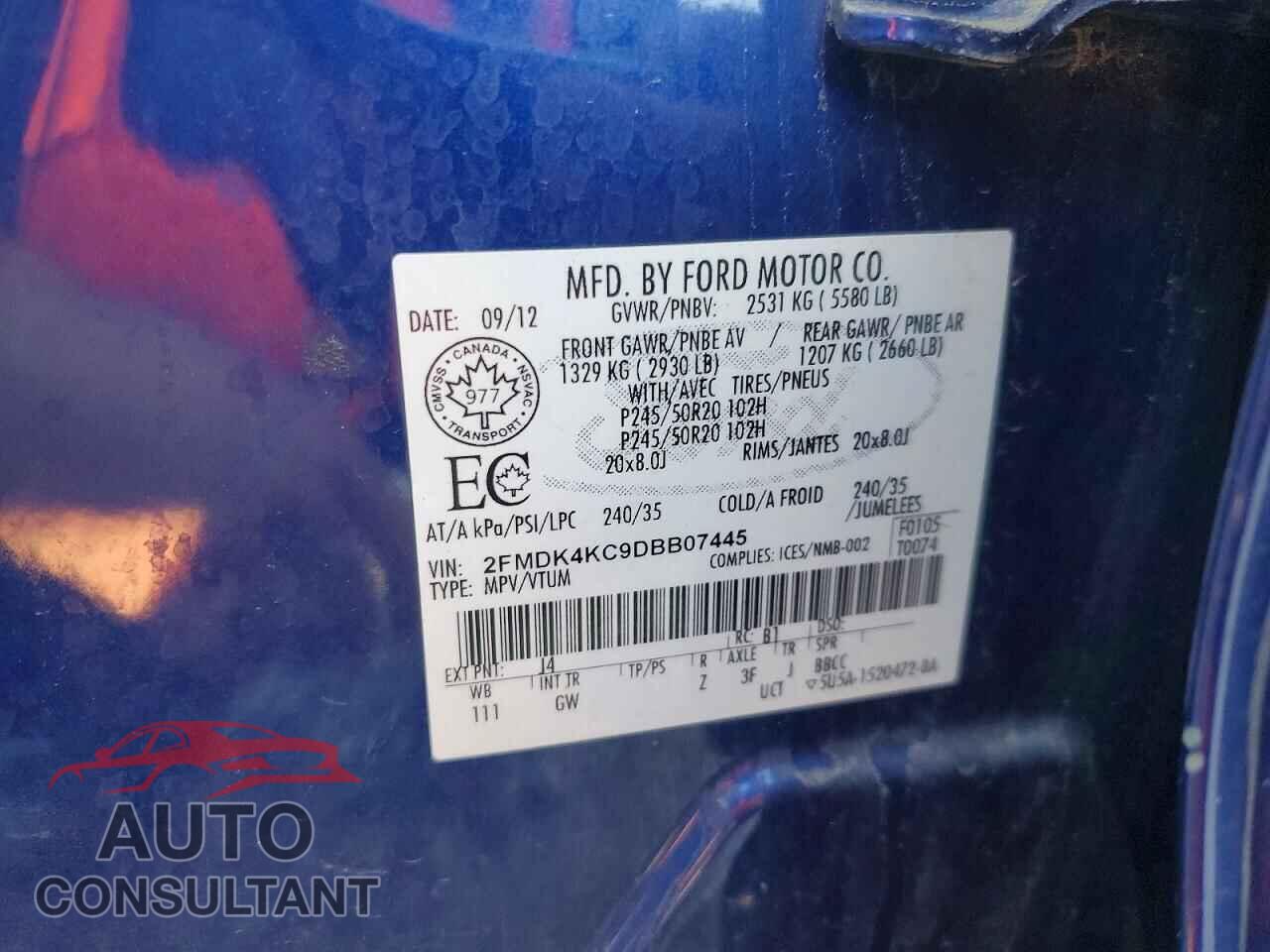 FORD EDGE 2013 - 2FMDK4KC9DBB07445
