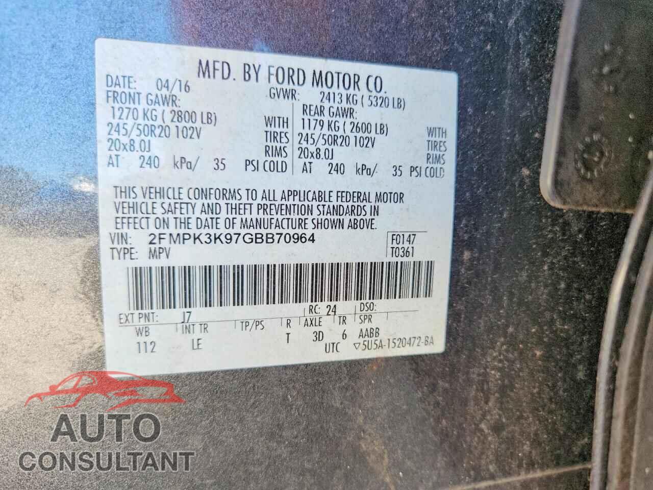 FORD EDGE 2016 - 2FMPK3K97GBB70964
