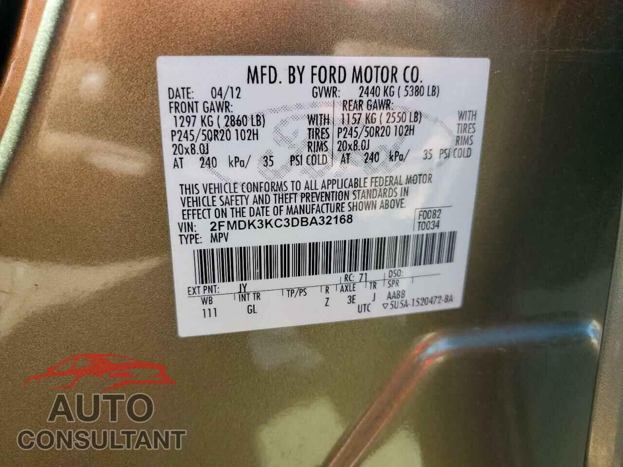 FORD EDGE 2013 - 2FMDK3KC3DBA32168