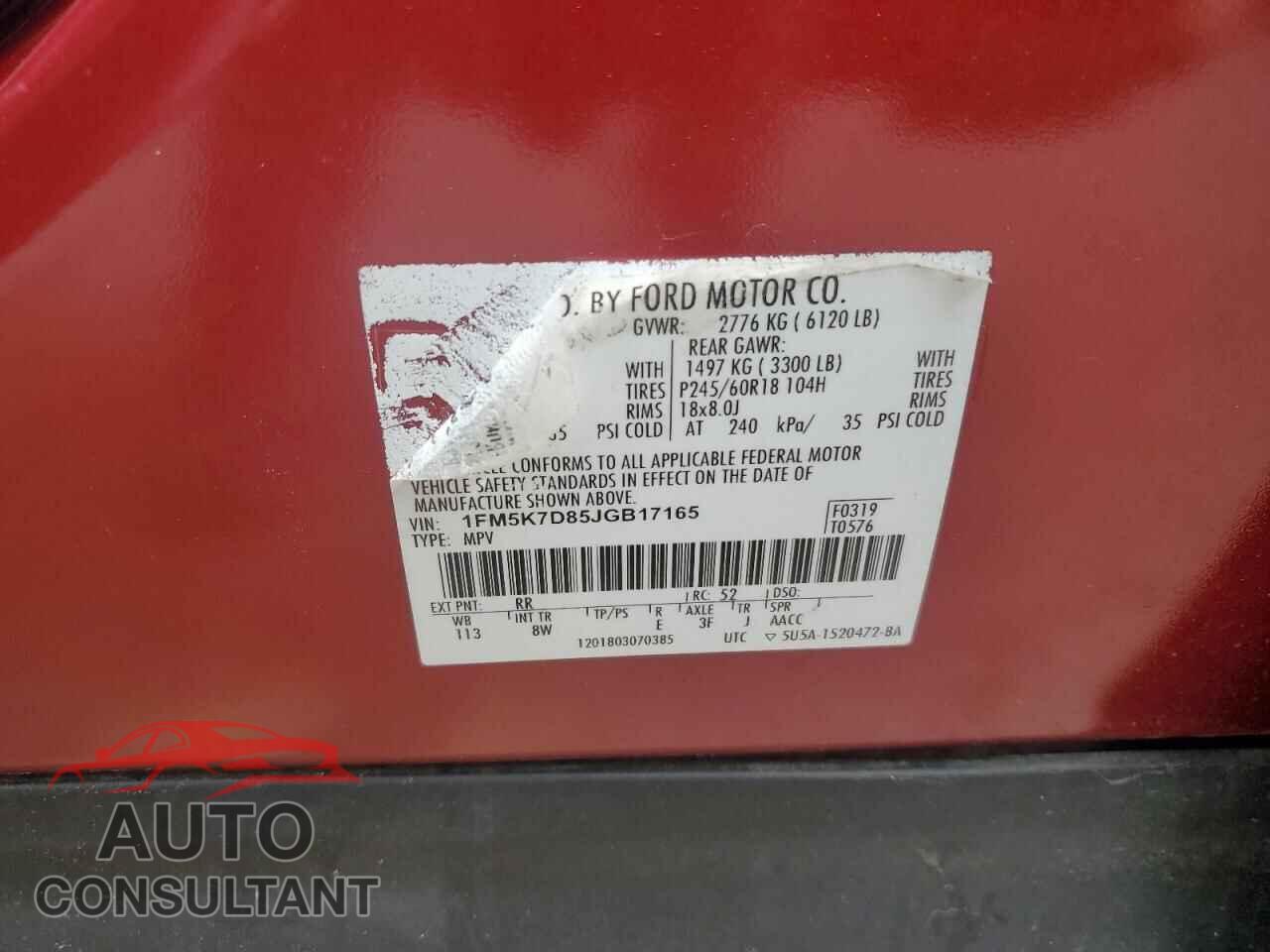 FORD EXPLORER 2018 - 1FM5K7D85JGB17165