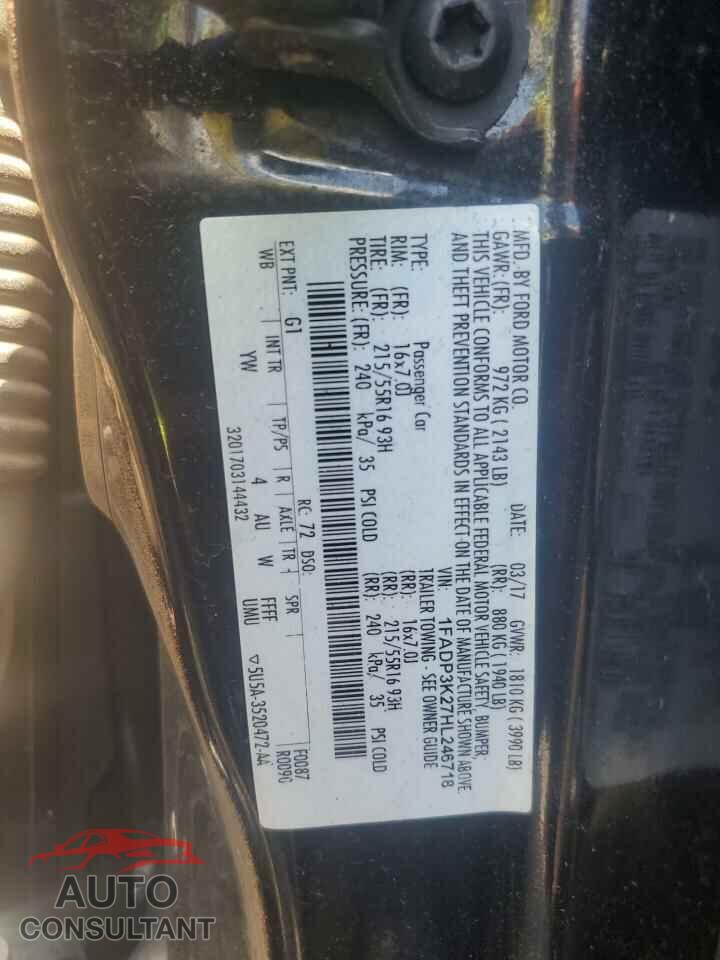 FORD FOCUS 2017 - 1FADP3K27HL246718