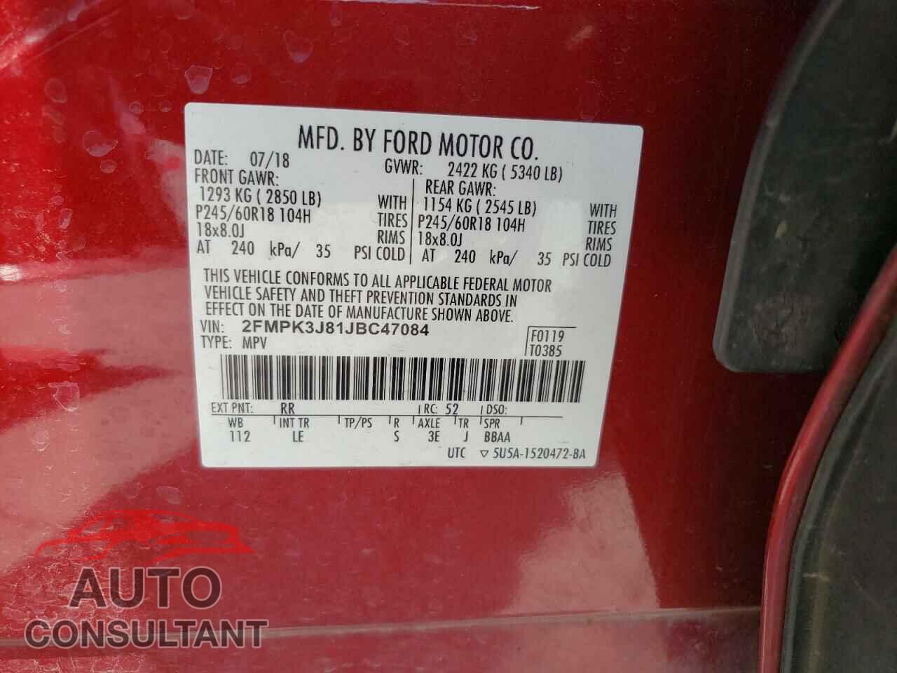FORD EDGE 2018 - 2FMPK3J81JBC47084
