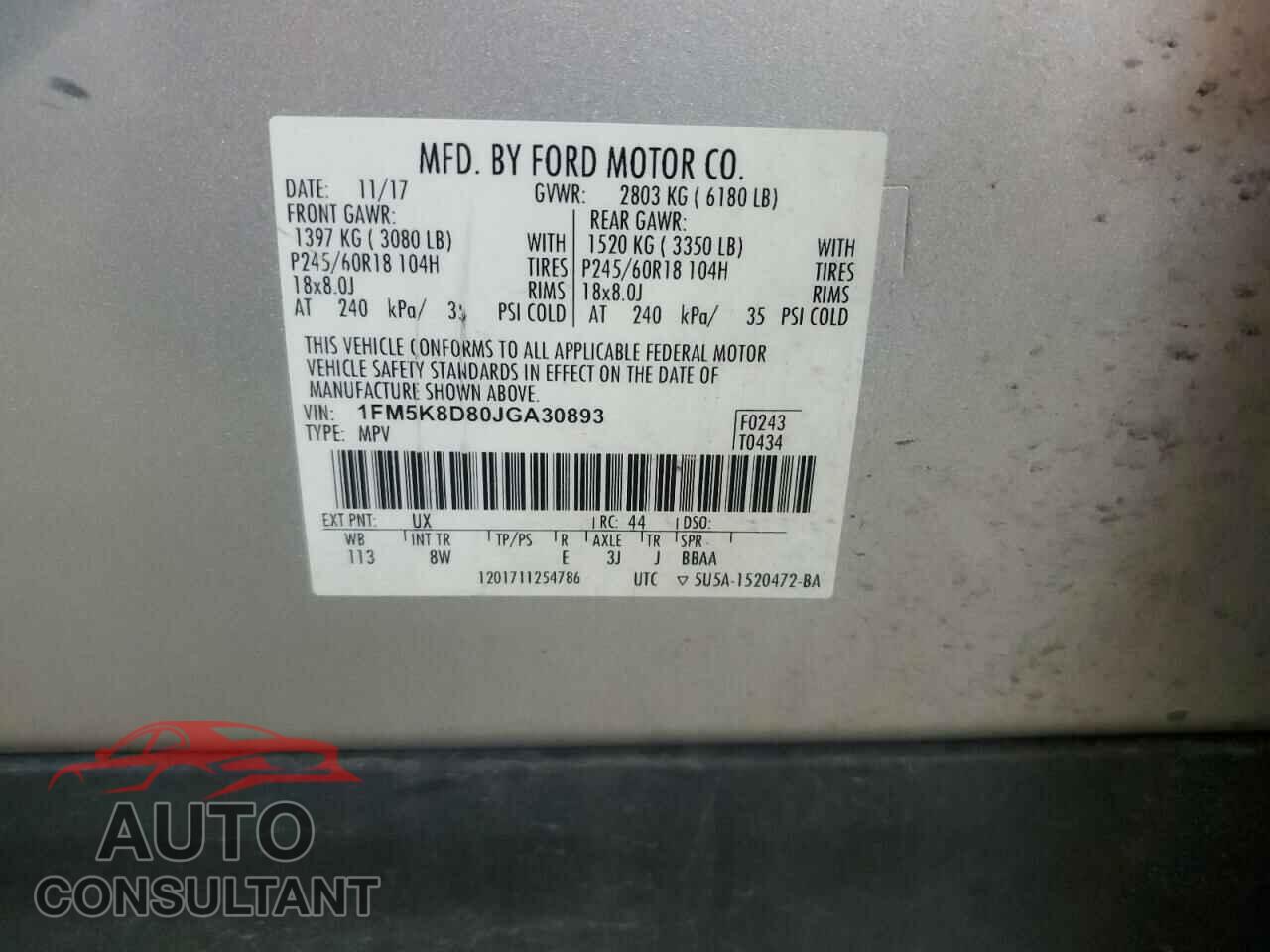 FORD EXPLORER 2018 - 1FM5K8D80JGA30893