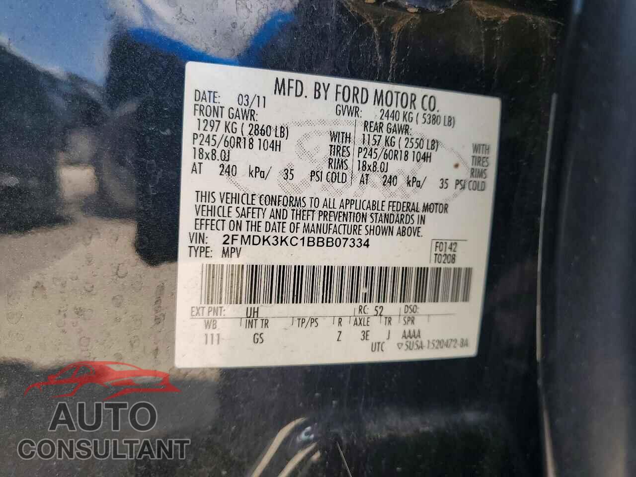 FORD EDGE 2011 - 2FMDK3KC1BBB07334