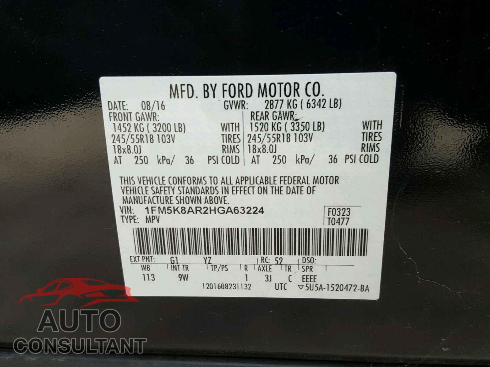 FORD EXPLORER P 2017 - 1FM5K8AR2HGA63224