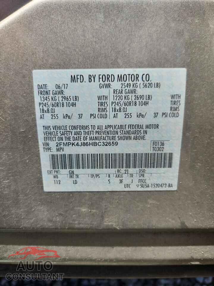 FORD EDGE 2017 - 2FMPK4J86HBC32659