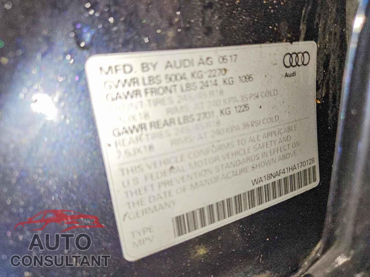 AUDI A4 2017 - WA18NAF41HA170128
