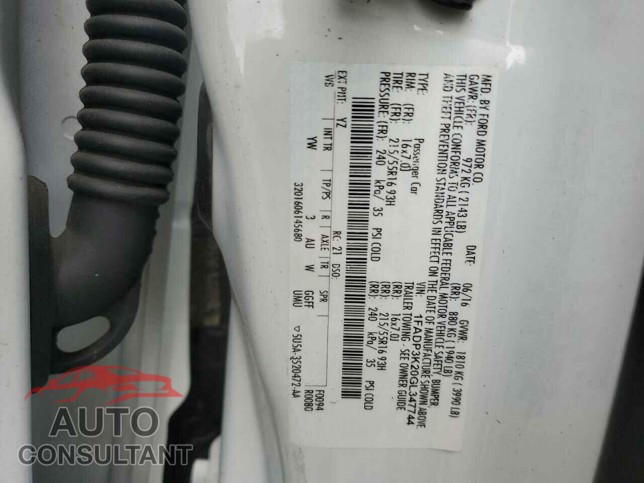 FORD FOCUS 2016 - 1FADP3K20GL347744