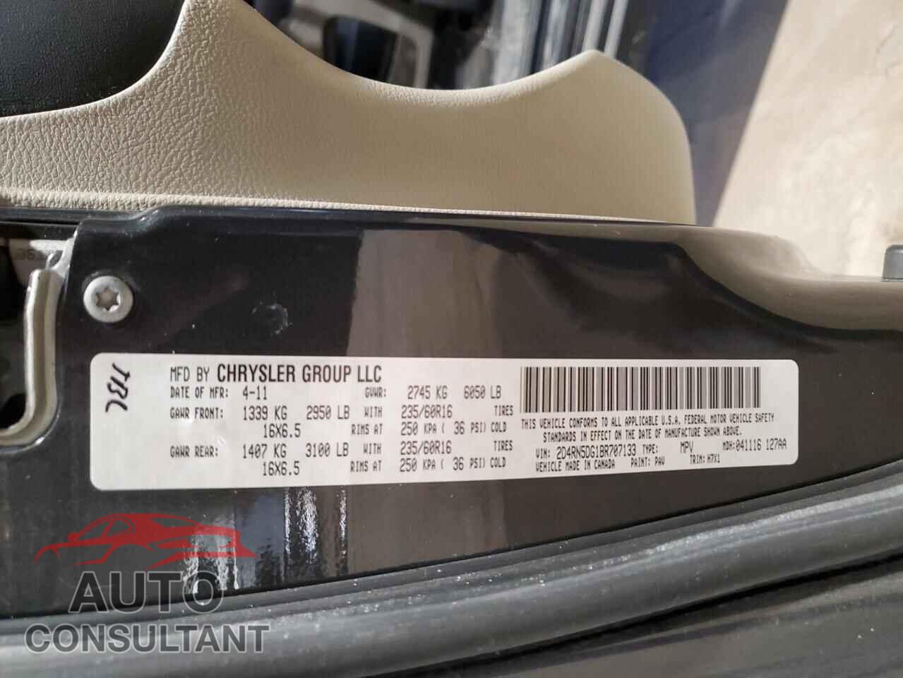 DODGE CARAVAN 2011 - 2D4RN5DG1BR707133