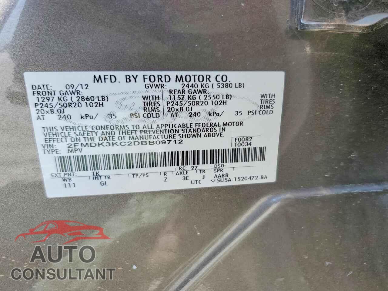 FORD EDGE 2013 - 2FMDK3KC2DBB09712