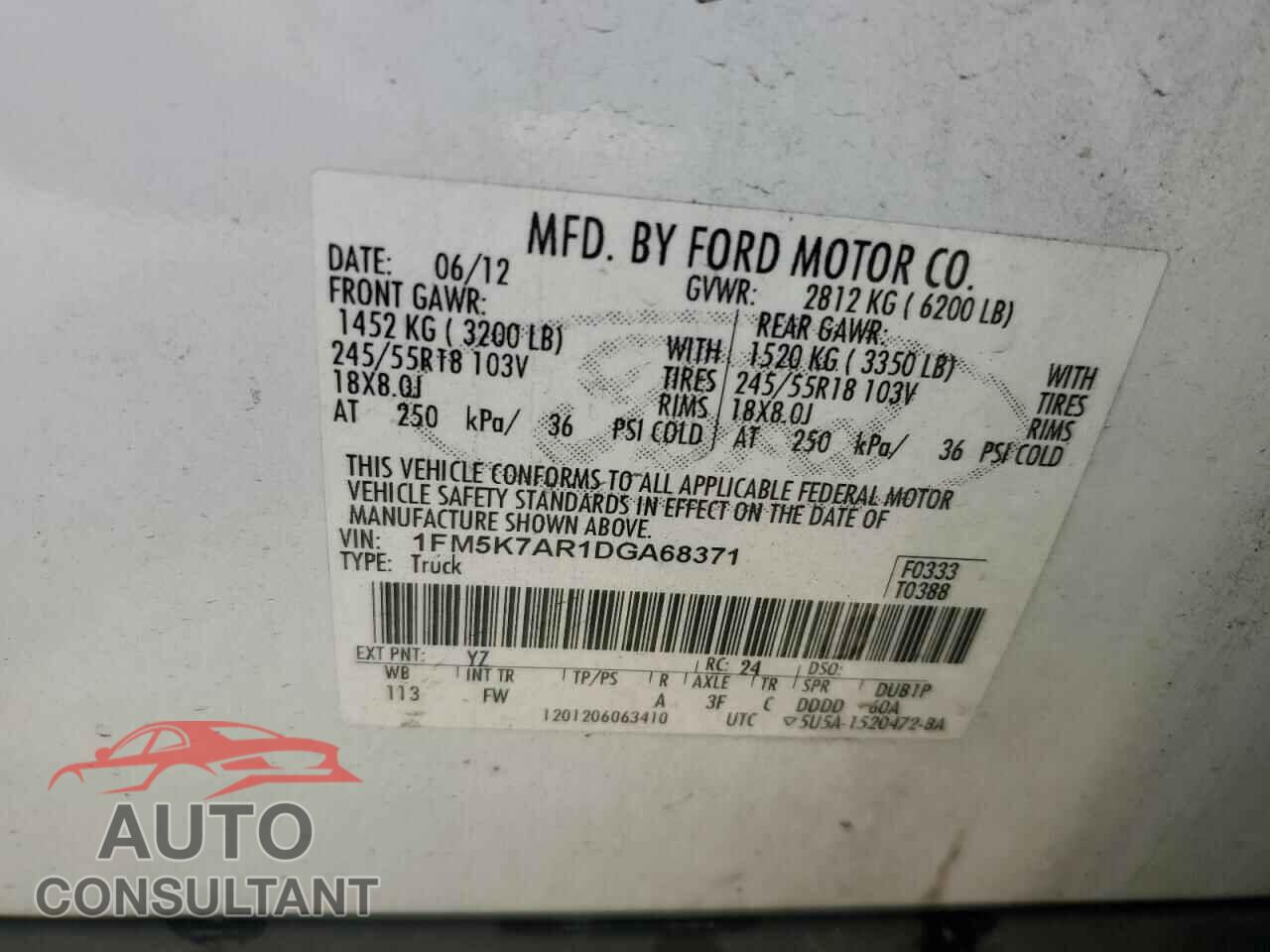 FORD EXPLORER 2013 - 1FM5K7AR1DGA68371