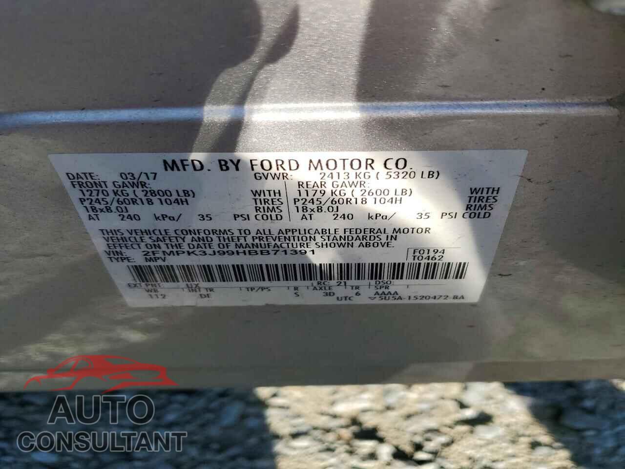 FORD EDGE 2017 - 2FMPK3J99HBB71391