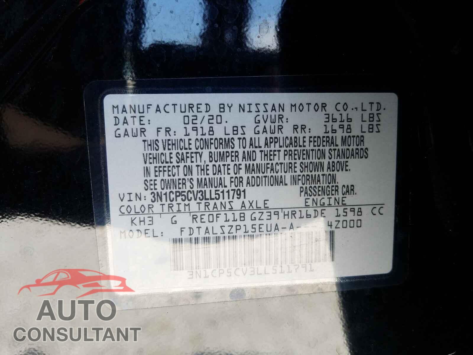 NISSAN KICKS 2020 - 3N1CP5CV3LL511791