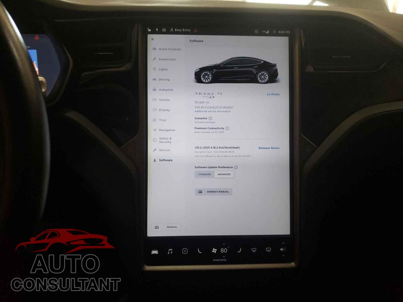 TESLA MODEL S 2018 - 5YJSA1E20JF280897
