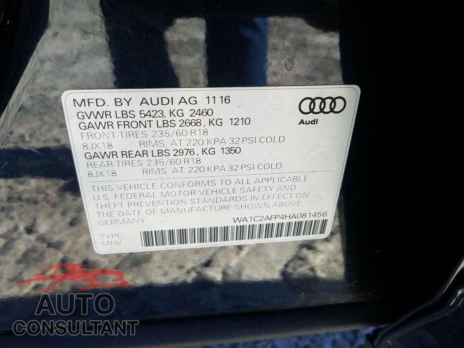 AUDI Q5 2017 - WA1C2AFP4HA081456