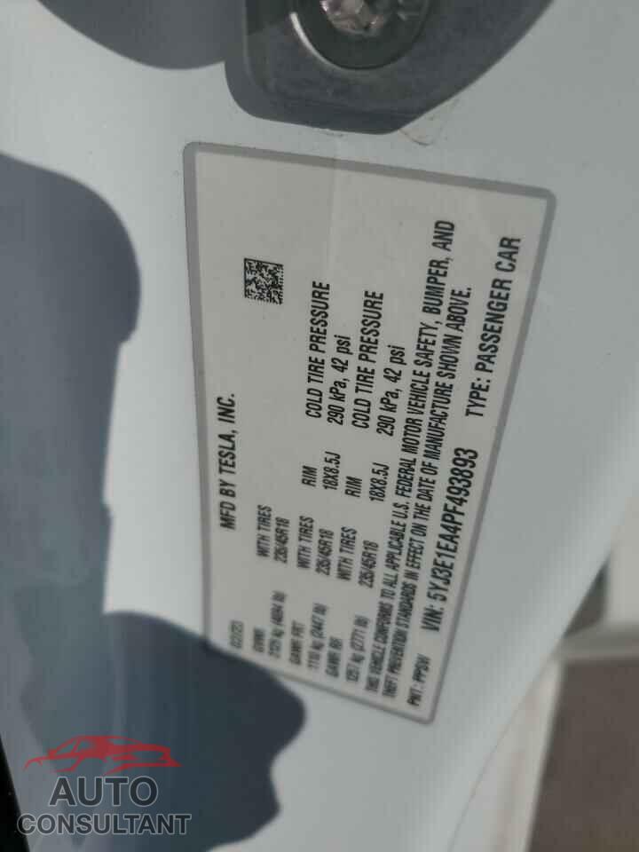 TESLA MODEL 3 2023 - 5YJ3E1EA4PF493893