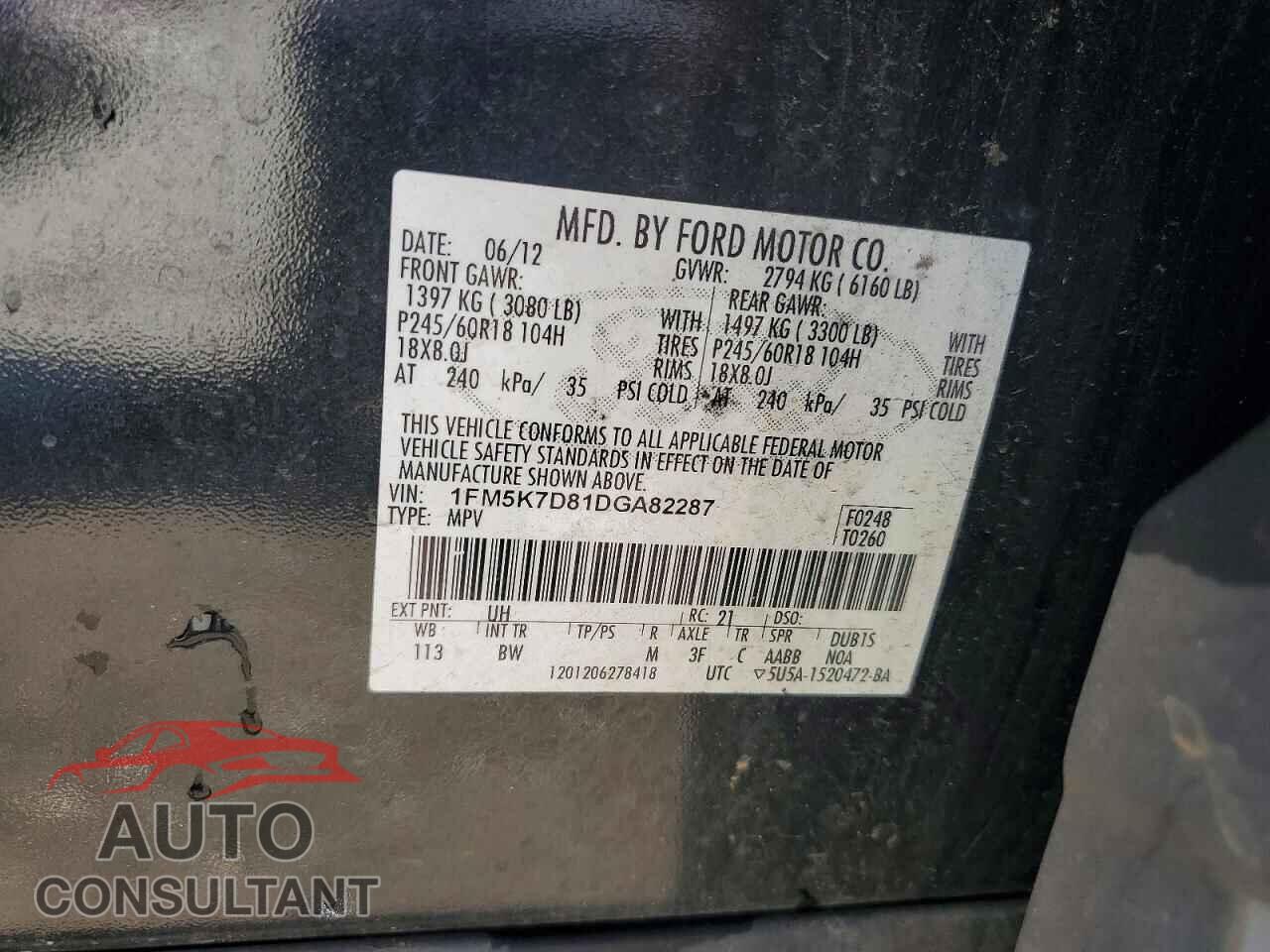 FORD EXPLORER 2013 - 1FM5K7D81DGA82287