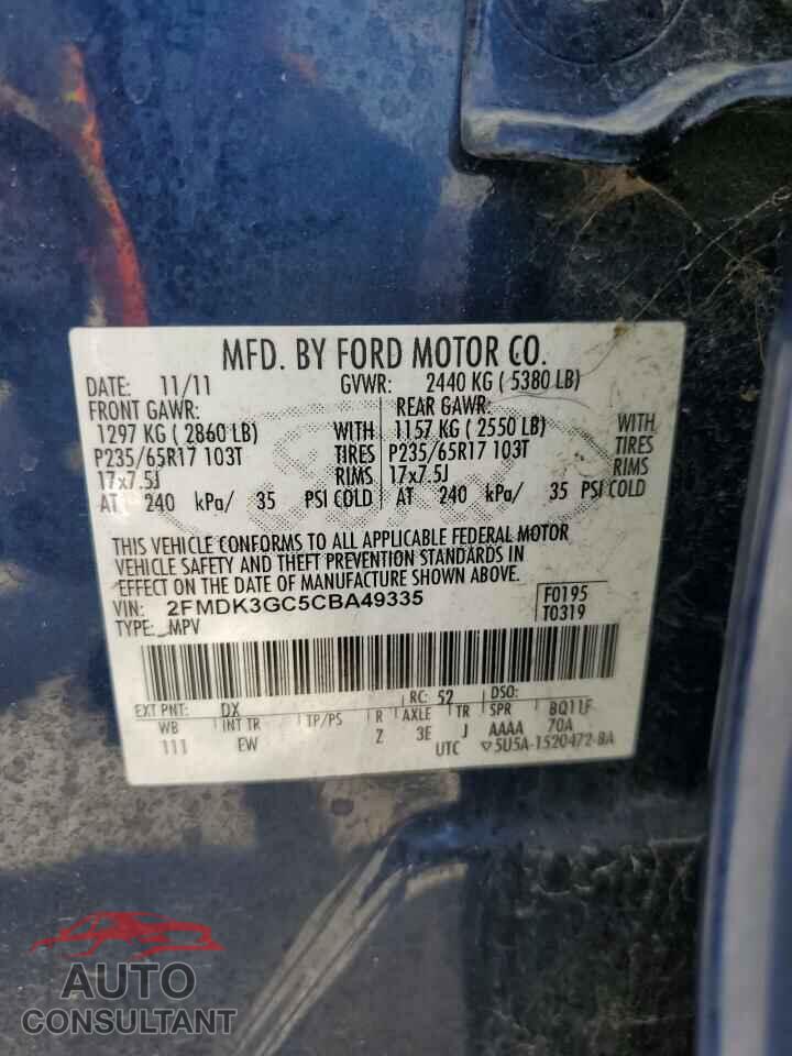 FORD EDGE 2012 - 2FMDK3GC5CBA49335