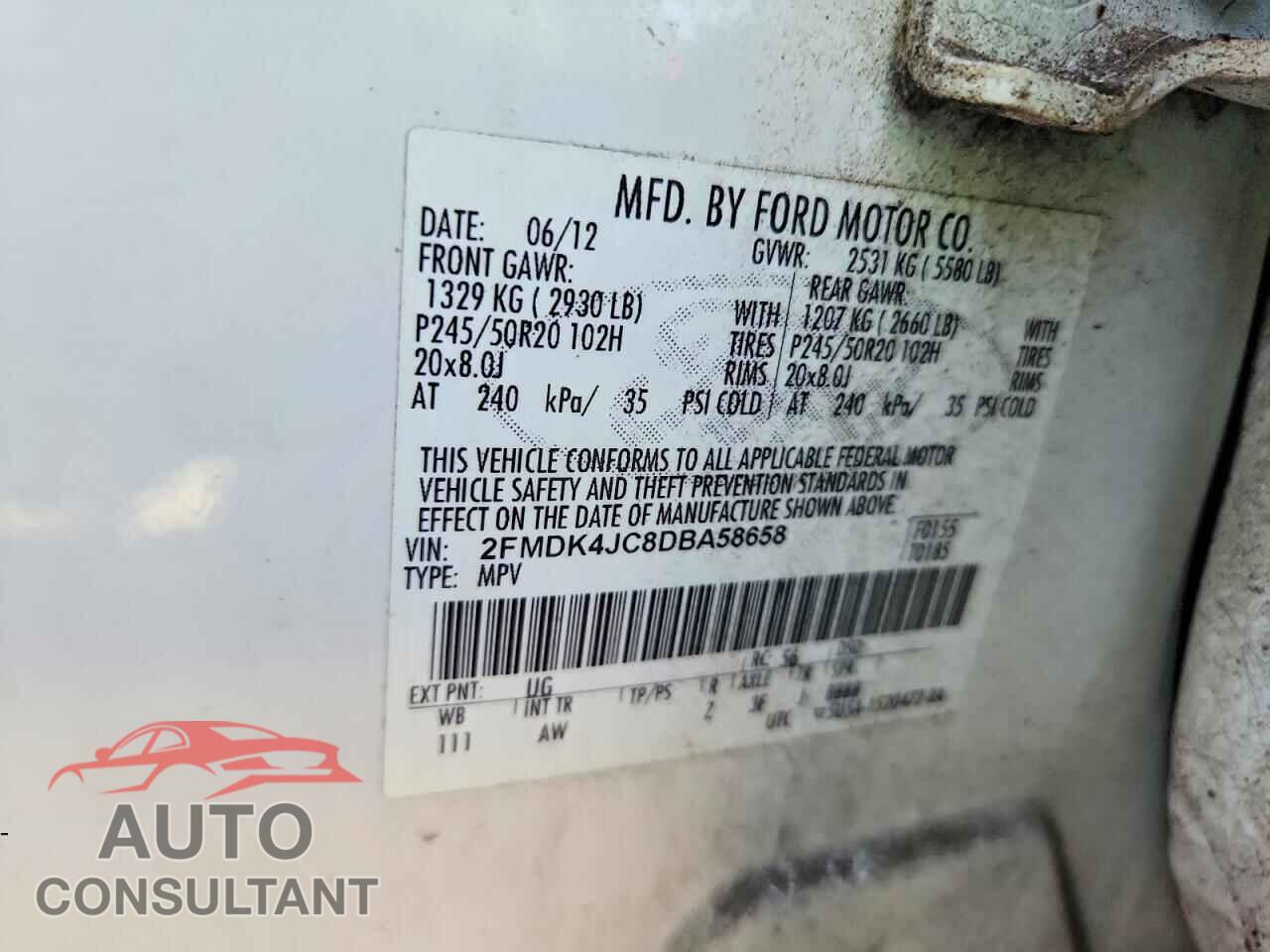 FORD EDGE 2013 - 2FMDK4JC8DBA58658